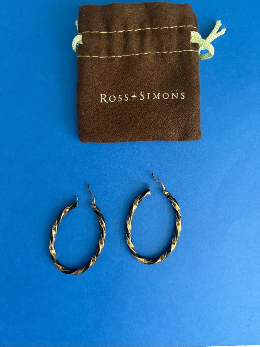 Ross-Simons Two-Tone Twisted Hoop Earrings in Gold and Black